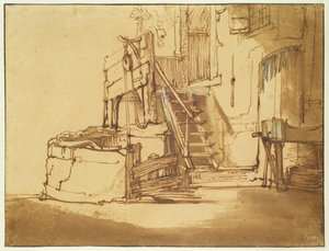 Der Brunnen vor dem Bauernhaus von Rembrandt van Rijn