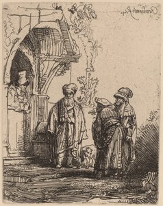 Drei orientalische Figuren (Jakob und Laban?) von Rembrandt van Rijn