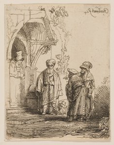 Drei orientalische Figuren (Jakob und Laban?) von Rembrandt van Rijn