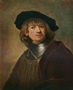 Tronie eines jungen Mannes in einem Harnisch und einer Mütze, ca. 1639 von Rembrandt van Rijn