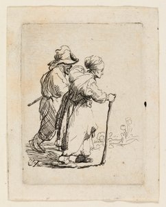 Zwei Landstreicher, ein Mann und eine Frau von Rembrandt van Rijn