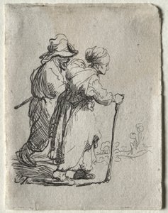 Zwei Landstreicher, ein Mann und eine Frau von Rembrandt van Rijn