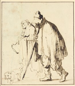 Vagabundenpaar mit einem Hund von Rembrandt van Rijn