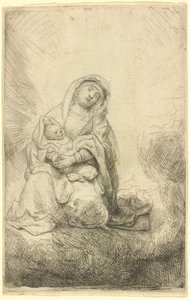 Jungfrau und Kind in den Wolken von Rembrandt van Rijn