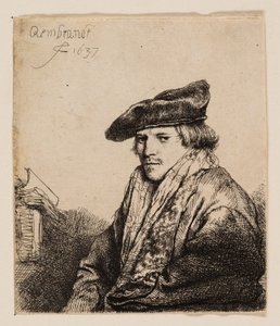 Junger Mann mit Samtkappe (Petrus Sylvius?) von Rembrandt van Rijn