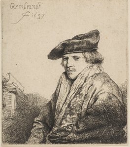 Junger Mann mit Samtkappe von Rembrandt van Rijn