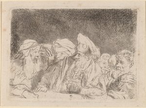 Die Pharisäer debattieren (Fragment aus dem Hundert-Gulden-Blatt) von Rembrandt van Rijn and William Baillie
