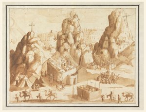 Fantastische Landschaft mit Szenen aus dem Alten und Neuen Testament