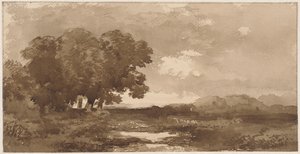 Landschaft mit Baumgruppe links von Remigius Adrianus Haanen