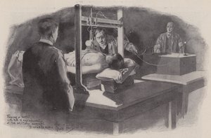 Auffinden einer Kugel mit dem Röntgenapparat im Militärkrankenhaus, Pietermaritzburg, Natal, Südafrika, Burenkrieg von René Bull