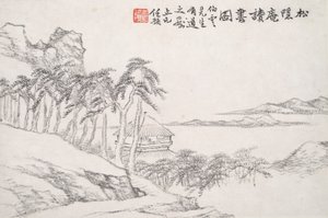 Lesen im abgelegenen Kiefernstudio (Song yin an) von Ren Yu