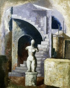 Statue und Treppe von Renato Paresce