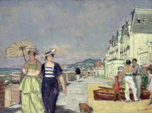 Elegante Frauen an der Küste in Cabourg, ca. 1929