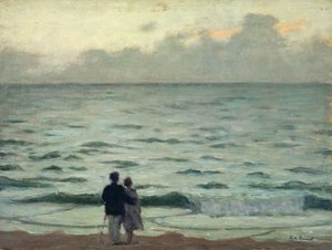 Windstoß, Sonnenuntergang in Cabourg, ca. 1937 von René François Xavier Prinet