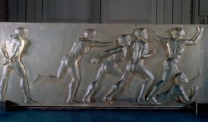 Athleten-Panel aus Glas von Rene Jules Lalique