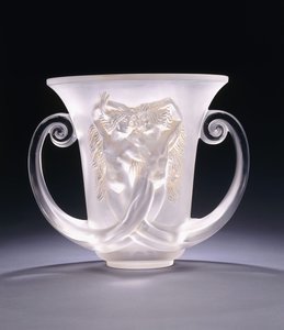 Nadica; eine sehr seltene geformte Glasvase, die zwei Meerjungfrauen darstellt, ca. 1930er Jahre von Rene Jules Lalique