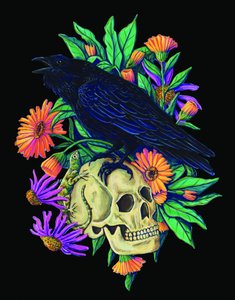 Rabe und Schädelblüte