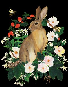 Wildes Kaninchen und Blumen