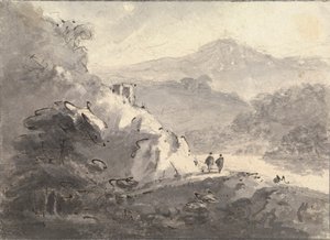 Landschaft mit zwei Figuren auf einer Straße von Rev. William Gilpin