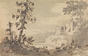 Kiefern und Schloss in einer Landschaft von Rev. William Gilpin