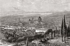 Ein Blick auf Florenz, Toskana, Italien von der Terrasse von San Miniato, im späten 19. Jahrhundert. Aus Italienische Bilder von Rev. Samuel Manning, veröffentlicht ca. 1890.