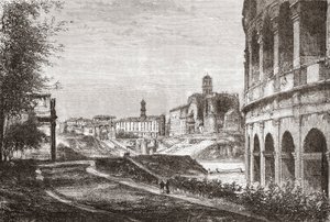 Zugang zum Forum vom Cellian Hill, Rom, Italien im späten 19. Jahrhundert. Aus Italienische Bilder von Rev. Samuel Manning, veröffentlicht ca. 1890.