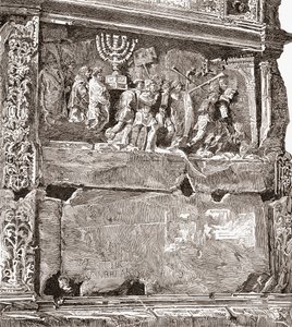 Basrelief des Südpanels "Die Kriegsbeute", das den Triumphzug zeigt, am Titusbogen, Via Sacra, Römisches Forum, Rom, Italien. Aus Italienischen Bildern von Rev. Samuel Manning, veröffentlicht ca. 1890. von Reverend Samuel Manning