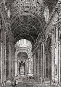 Innenansicht der Petersbasilika, Vatikanstadt, Rom, Italien im späten 19. Jahrhundert. Aus Italian Pictures von Rev. Samuel Manning, veröffentlicht ca. 1890. von Reverend Samuel Manning