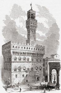 Der Palazzo Vecchio, Florenz, Toskana, Italien im späten 19. Jahrhundert. Aus Italienische Bilder von Rev. Samuel Manning, veröffentlicht ca. 1890. von Reverend Samuel Manning