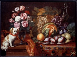 Stillleben mit Zwergspaniel von Reynaud Levieux