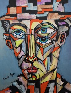 Geometrischer Mann mit Drei Augen