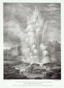 Ansicht der kochenden Quelle in Island, genannt der Große Geysir