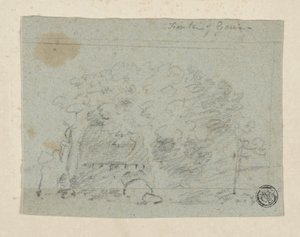 Skizze von Bäumen in der Nähe einer Brücke von Richard (attr.to) Wilson