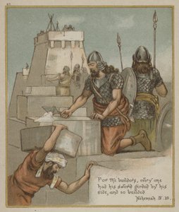 Bauarbeiter, jeder mit seinem Schwert an der Seite von Richard Andre