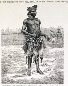 Azandeh (Nyam-Nyam) Binsa oder Hexendoktor, gestochen von Jahrmargt, aus 