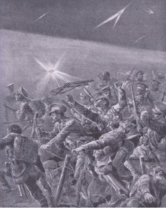 In Stacheldrahtverwicklungen gefangen: Nachtangriff der britischen Infanterie, aus Geschichte des Großen Krieges Band 3, veröffentlicht von Waverley Book Co Limited, ca. 1920 von Richard Caton Woodville
