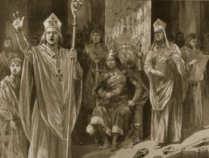 Die Rede von Hubert Walter, Erzbischof von Canterbury, bei der Krönung von John, Christi Himmelfahrt, 27. Mai 1199, aus 