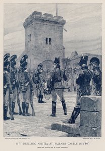 Pitt drillt Miliz am Walmer Castle im Jahr 1803