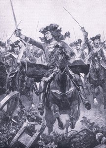 Der Herzog von Marlborough in der Schlacht von Oudenarde, 11. Juli 1708, Illustration aus Britische Schlachten zu Land und zu Wasser, 1915 von Richard Caton Woodville junior
