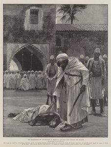 Die Unterdrückung der Gesetzlosigkeit in Marokko, eine Hinrichtung vor dem Sultan von Richard Caton Woodville junior