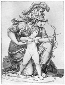 Minerva lenkt den Pfeil von Amor, spätes 18. - frühes 19. Jahrhundert, 1912 von Richard Cosway