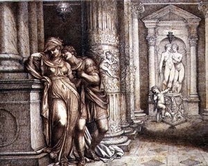 Zwei Liebende, ermutigt von Amor von Richard Cosway