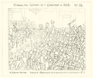 1849, Ein Eisenbahntreffen, Emotion der Aktionäre bei der Ankündigung einer Dividende von zweieinhalb Pence von Richard Doyle