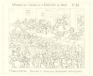 1849, Ein Bahnhof zeigt die Reisenden, die sich erfrischen von Richard Doyle