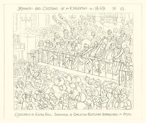 1849, Eine Aussicht auf die Exeter Hall zeigt einen christlichen Gentleman, der den Papst verurteilt von Richard Doyle