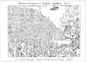 Eine wissenschaftliche Institution. Während des Vortrags eines berühmten Gelehrten, 1849 von Richard Doyle
