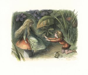 Elfenprinz von einer Fee auf einem Pilz abgewiesen