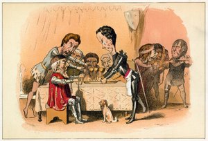 Der Schwarze Prinz wartet auf seinen Gefangenen König Johann von Richard Doyle
