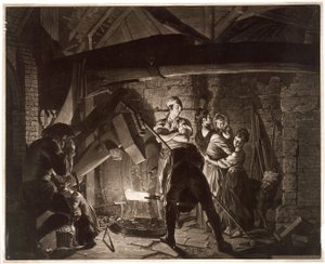 Eine Eisenhütte, nach Joseph Wright of Derby von Richard Earlom