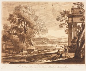Liber Veritatis: Nr. 133, Eine Landschaft mit Vieh und der Engel tröstet Hagar